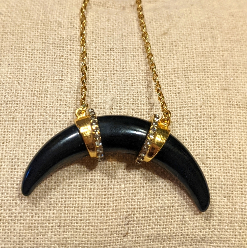 Stella & Dot pave black horn necklace
